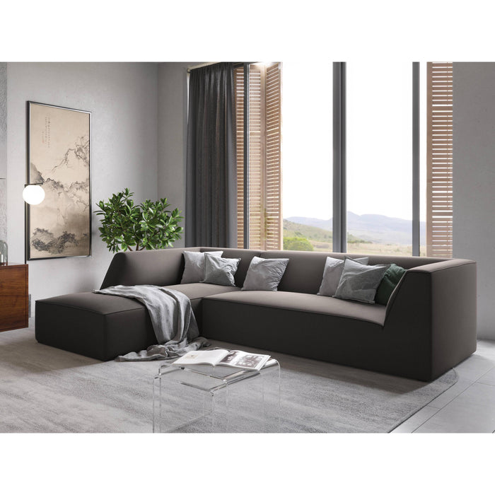 Windsor & Co Sao Hoekbank met Chaise Longue Links - 4-zits - Velvet - Donkergrijs