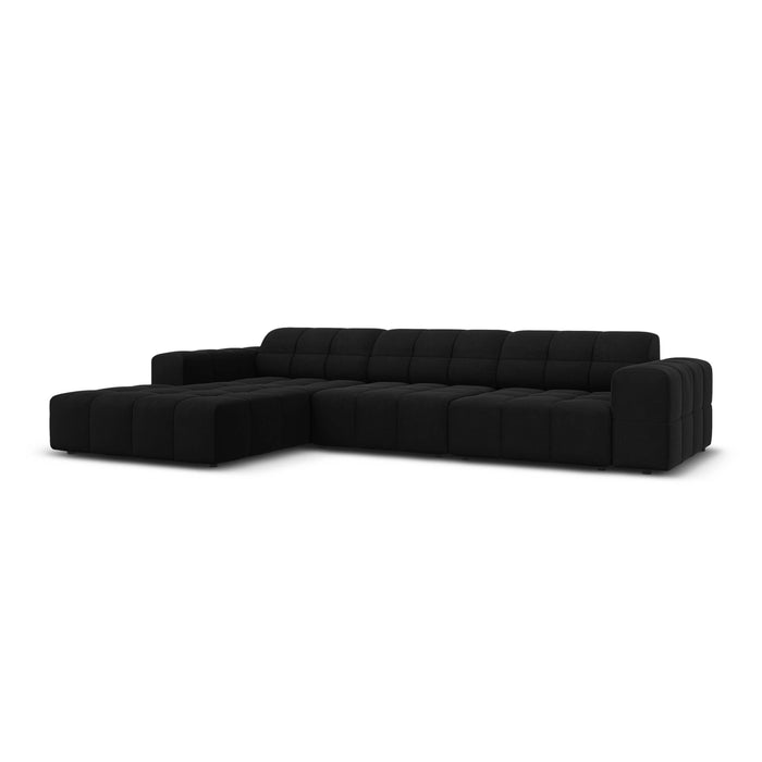 Cosmopolitan Design Chicago Hoekbank met Chaise Longue Links - Velvet - Zwart
