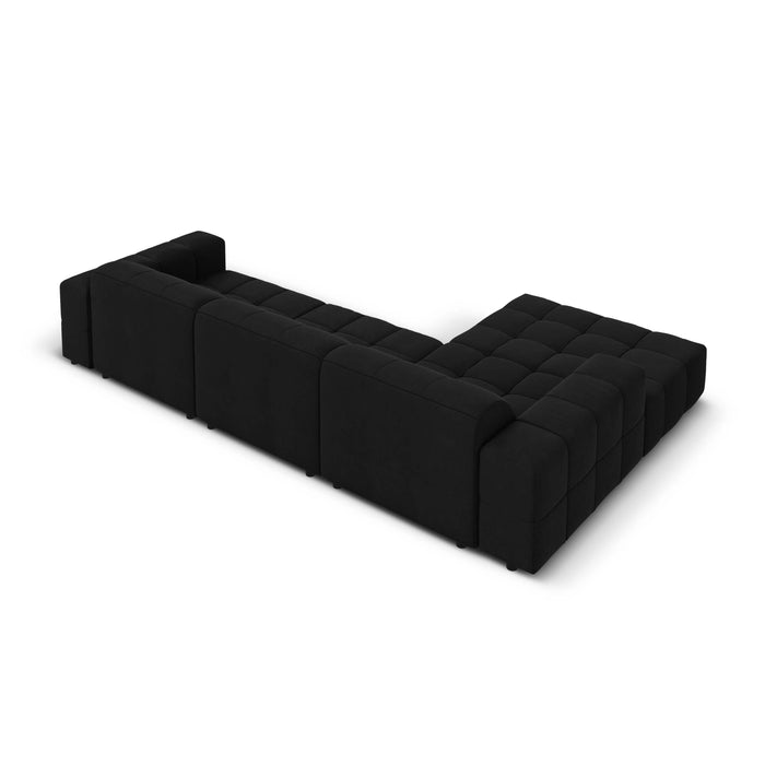 Cosmopolitan Design Chicago Hoekbank met Chaise Longue Links - Velvet - Zwart