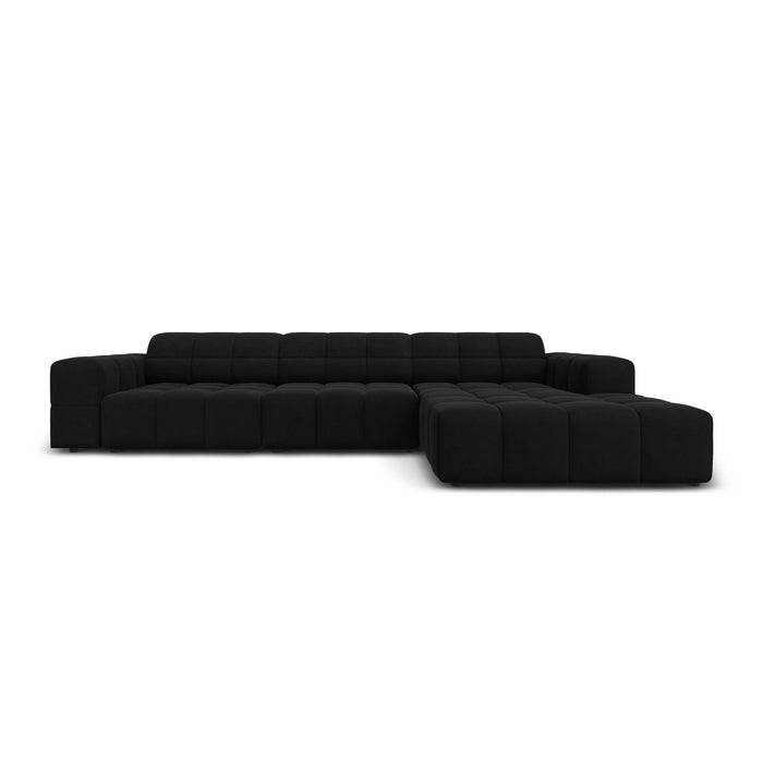Cosmopolitan Design Chicago Hoekbank met Chaise Longue Rechts - Velvet - Zwart