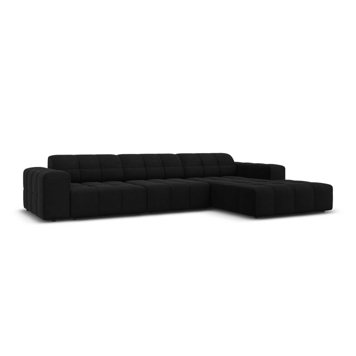 Cosmopolitan Design Chicago Hoekbank met Chaise Longue Rechts - Velvet - Zwart