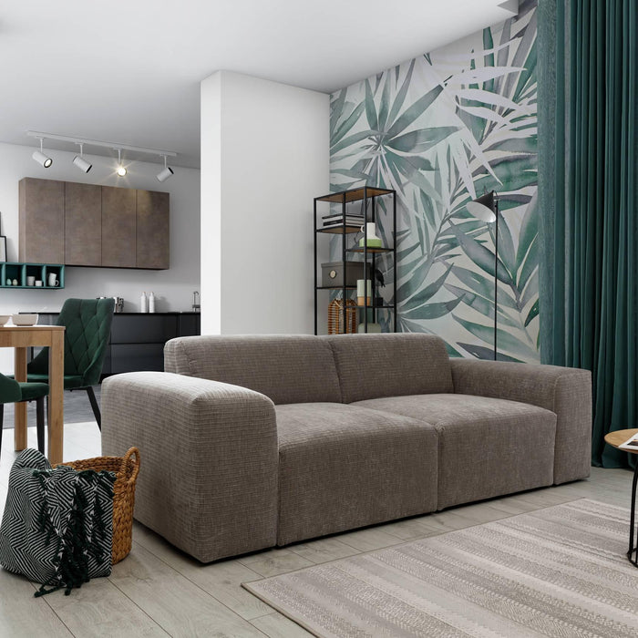 NADUVI Collection Nina 2-zitsbank - Ribstof - Lichtgrijs