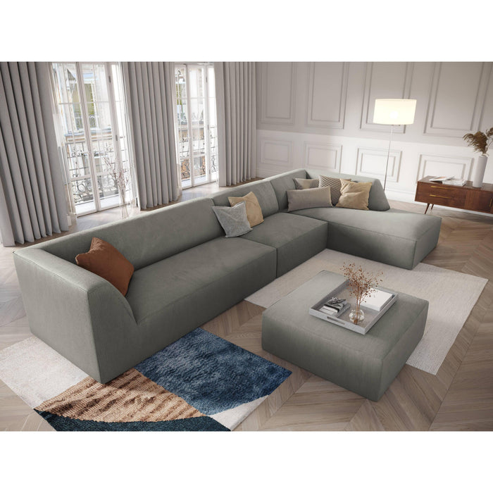 Windsor & Co Sao Hoekbank met Chaise Longue Rechts - 5-zits - Ribstof - Lichtgrijs