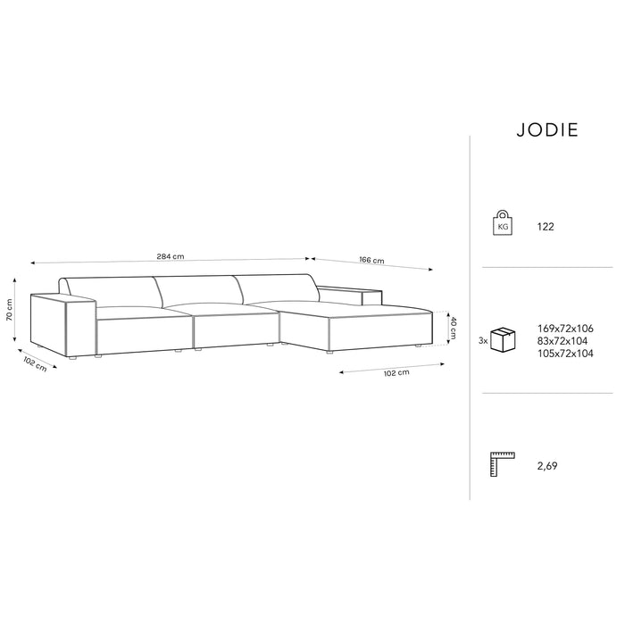 Micadoni Jodie Hoekbank Rechts 4-zits - Fluweel - Donkerblauw