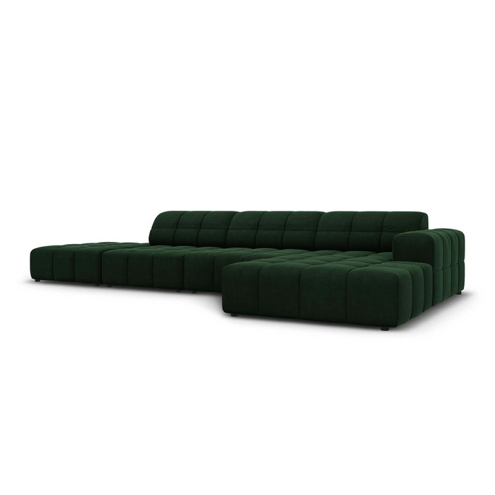 Cosmopolitan Design Chicago Hoekbank met Chaise Longue Rechts - Links Open - Velvet - Flessengroen