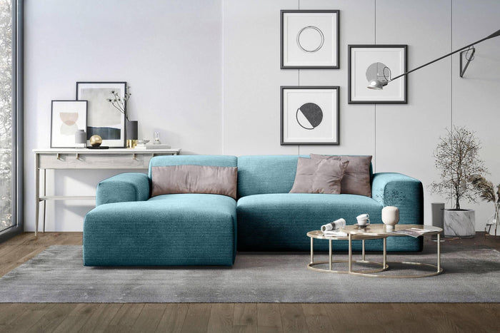 NADUVI Collection Nina Hoekbank Links - Ribstof - Turquoise