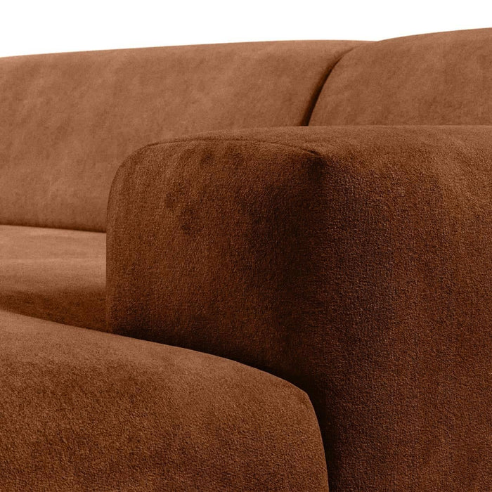 NADUVI Collection Nina Hoekbank Rechts - Velvet - Karamel bruin