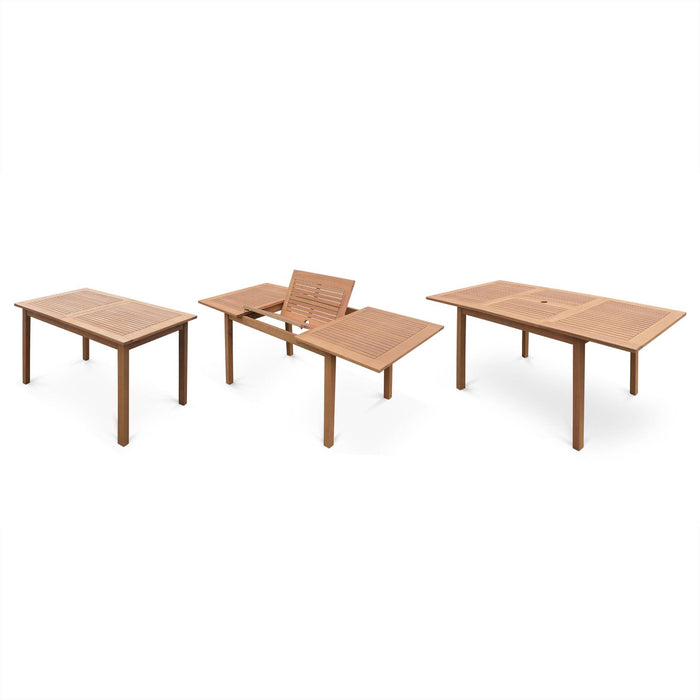 sweeek - Uitschuifbare houten tuintafel, 6 stoelen