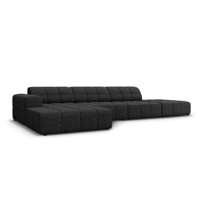 Cosmopolitan Design Chicago Hoekbank met Chaise Longue Links - Rechts Open - Chenille - Zwart