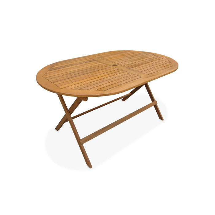sweeek - Houten klaptafel, ovaal, 6 stoelen