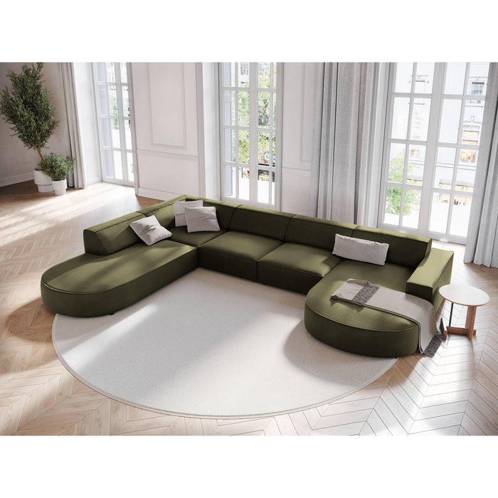 Micadoni Jodie U-bank Links Afgerond - Fluweel - Mosgroen