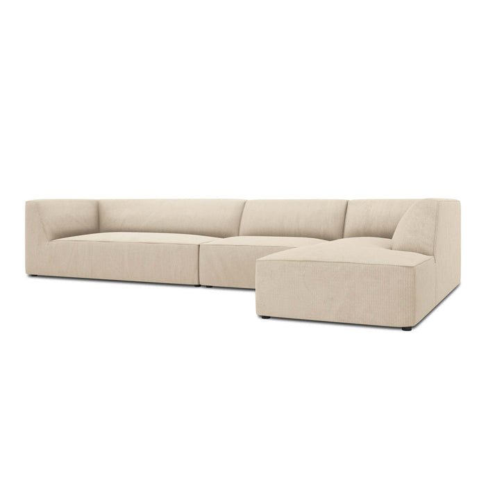 Windsor & Co Sao Hoekbank met Chaise Longue Rechts - 5-zits - Ribstof - Lichtbeige