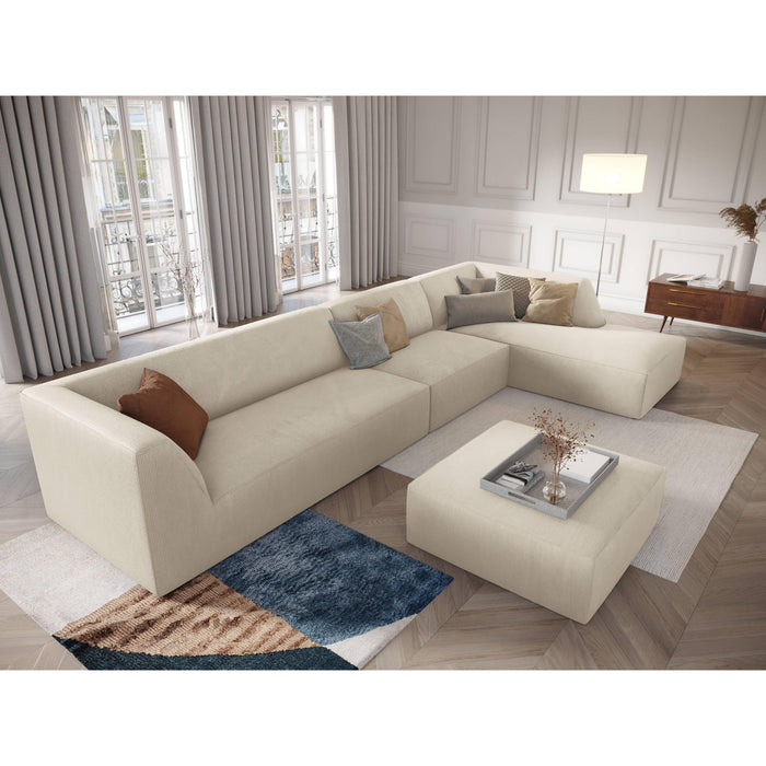 Windsor & Co Sao Hoekbank met Chaise Longue Rechts - 5-zits - Ribstof - Lichtbeige