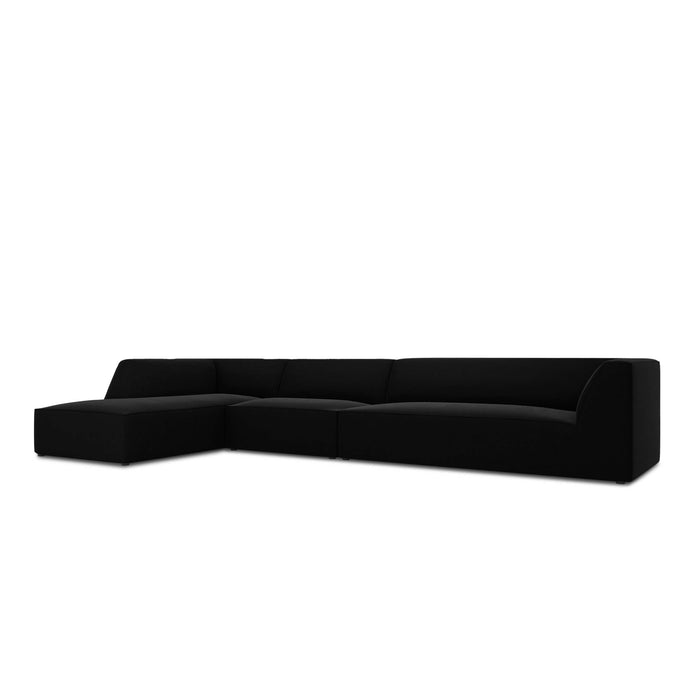 Windsor & Co Sao Hoekbank met Chaise Longue Links - 5-zits - Velvet - Zwart