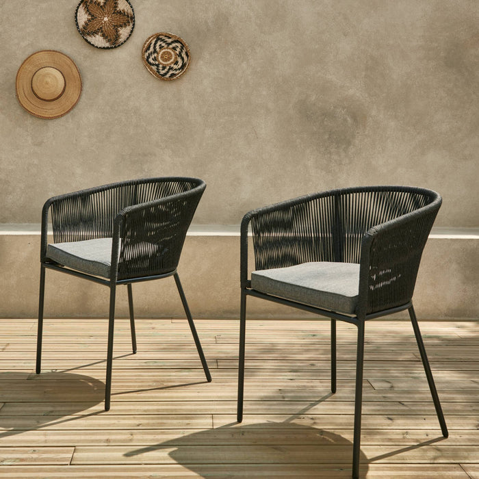 sweeek - Tuinstoel van touw en gegalvaniseerd staal (set van 2)