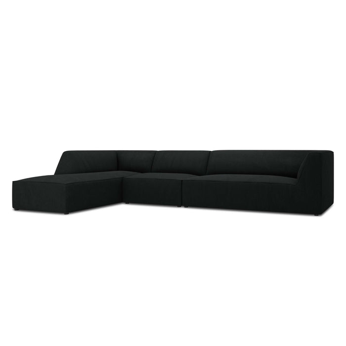 Windsor & Co Sao Hoekbank met Chaise Longue Links - 5-zits - Ribstof - Zwart