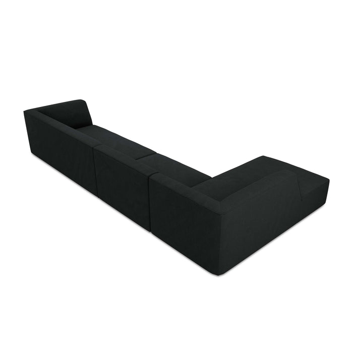 Windsor & Co Sao Hoekbank met Chaise Longue Links - 5-zits - Ribstof - Zwart