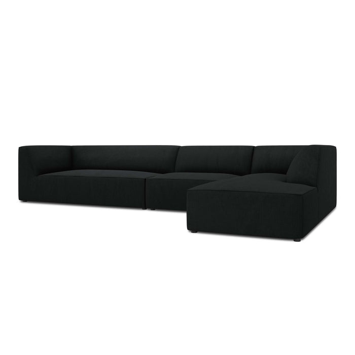 Windsor & Co Sao Hoekbank met Chaise Longue Rechts - 5-zits - Ribstof - Zwart