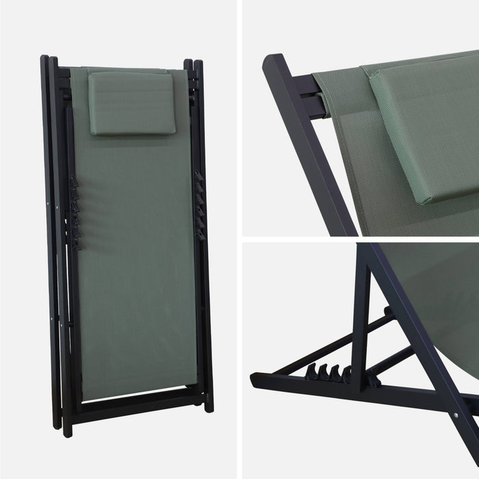 sweeek - Aluminium ligstoel met meerdere posities (set van 2)