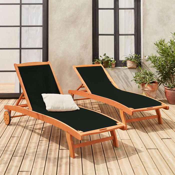 sweeek - Set van 2 houten ligbedden