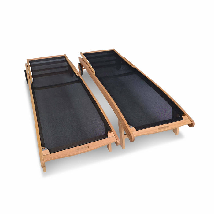 sweeek - Set van 2 houten ligbedden