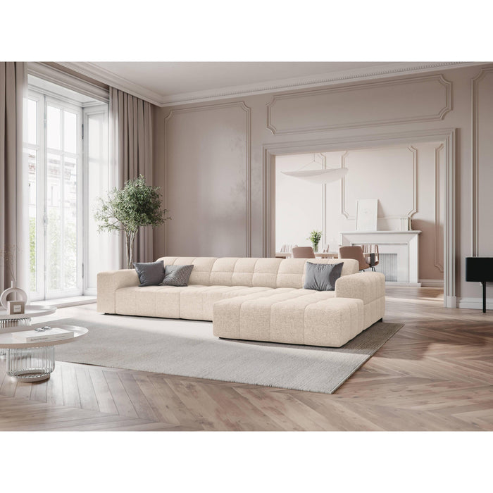 Cosmopolitan Design Chicago Hoekbank met Chaise Longue Rechts - Chenille - Crème