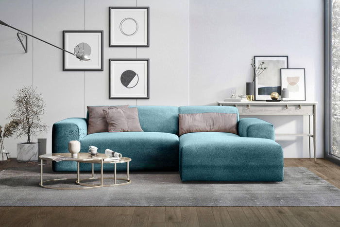 NADUVI Collection Nina Hoekbank Rechts - Ribstof - Turquoise