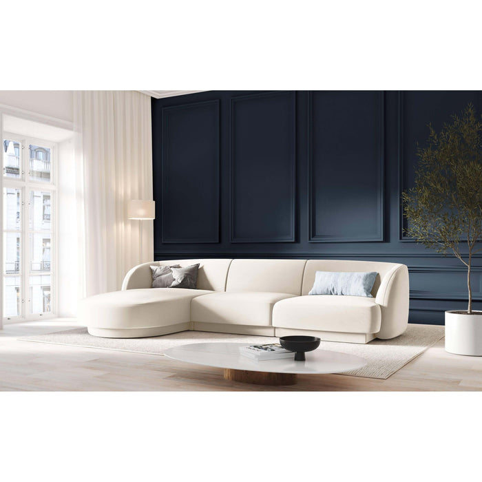 Micadoni Miley Hoekbank met Chaise Longue Links - Velvet - Crème
