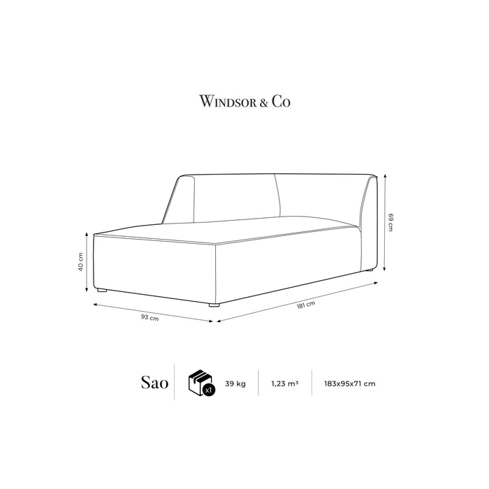 Windsor & Co Sao Chaise Longue Links - Velvet - Zwart