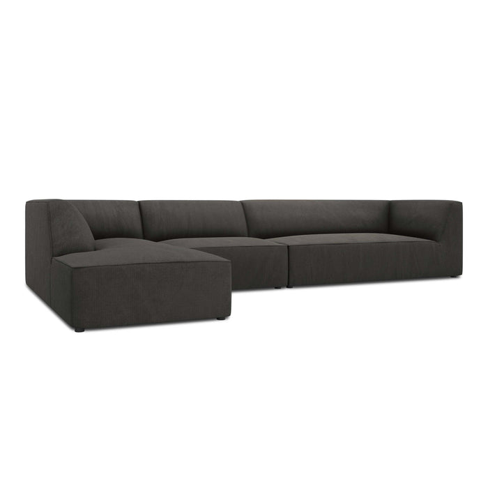Windsor & Co Sao Hoekbank met Chaise Longue Links - 5-zits - Ribstof - Donkergrijs
