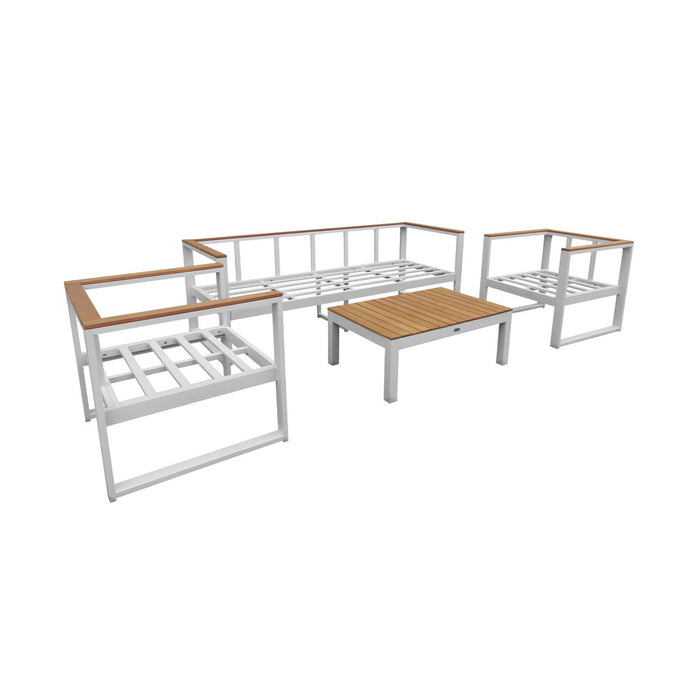 sweeek - Houten en aluminium loungeset voor 5 personen