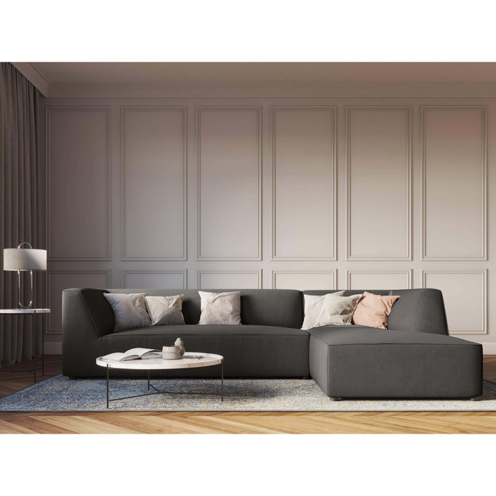 Windsor & Co Sao Hoekbank met Chaise Longue Rechts - 4-zits - Ribstof - Donkergrijs