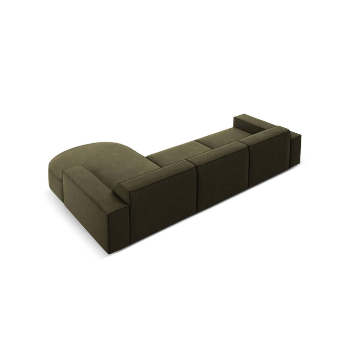 Micadoni Jodie Hoekbank Rechts Afgerond 4-zits - Fluweel - Mosgroen