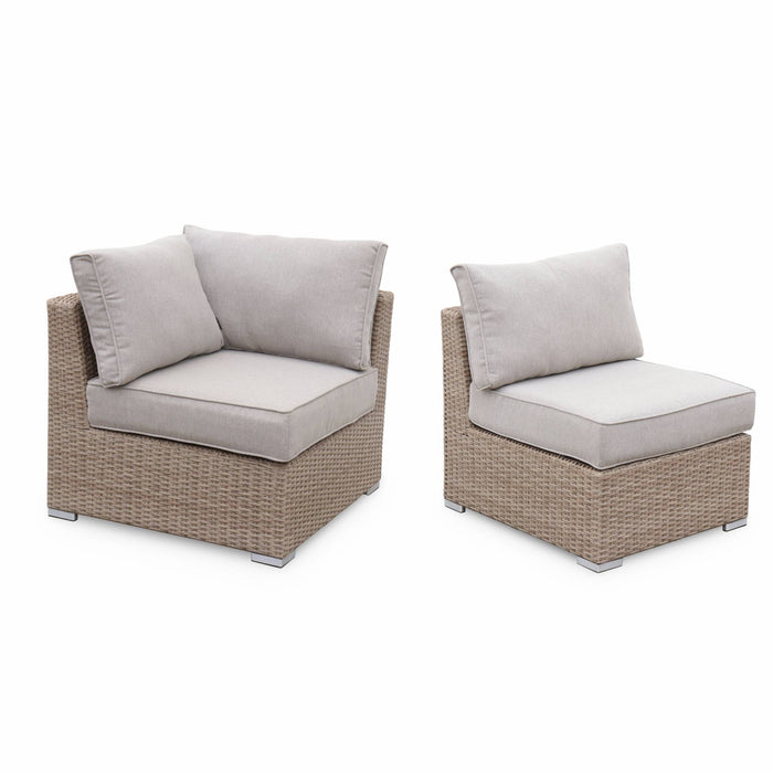 sweeek - Hoek loungeset 5 plaatsen, rond wicker