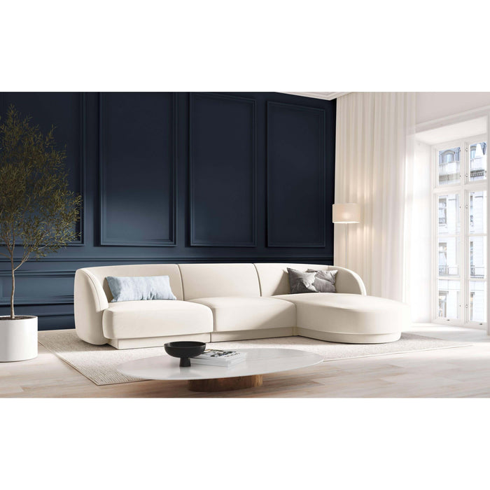 Micadoni Miley Hoekbank met Chaise Longue Rechts - Velvet - Crème