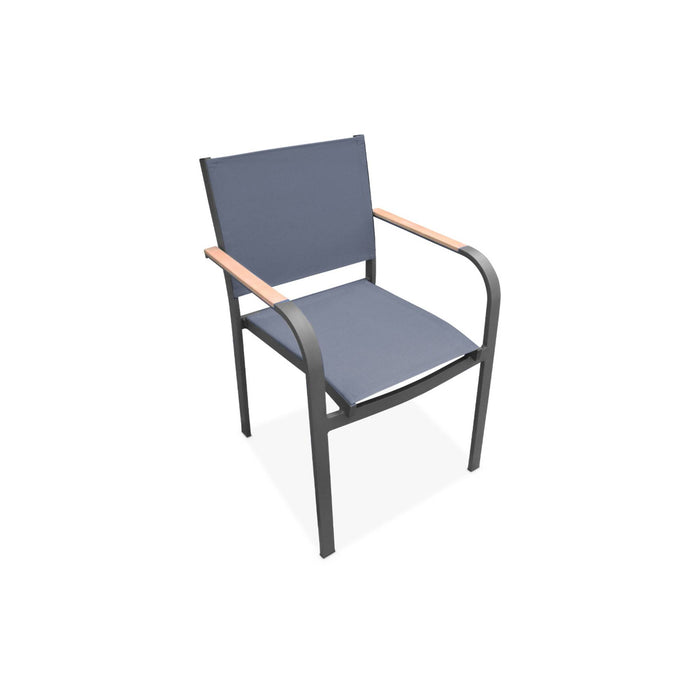 sweeek - Houten en aluminium tuinset, tuintafel + 8 fauteuils