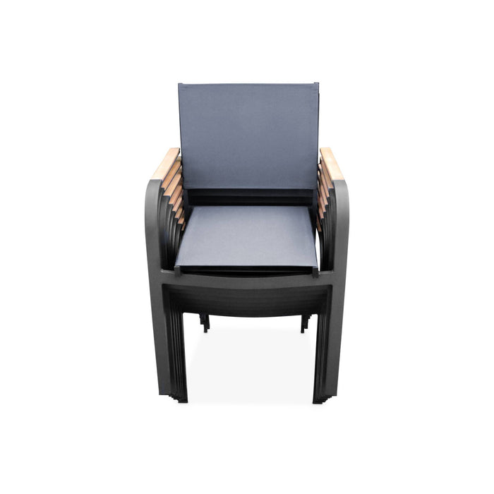 sweeek - Houten en aluminium tuinset, tuintafel + 8 fauteuils