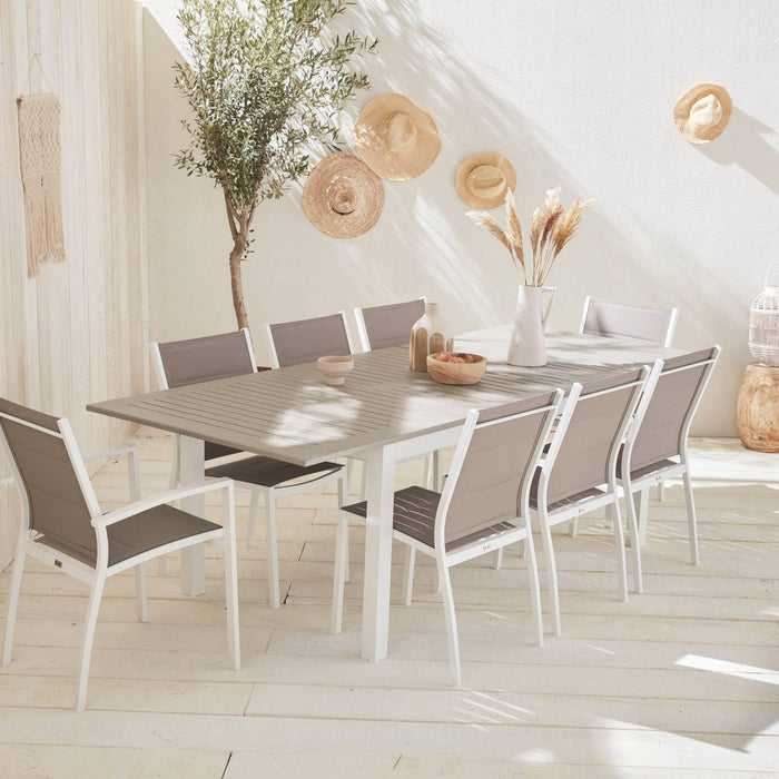 sweeek - Aluminium tuinset 8 plaatsen, uitschuifbaar