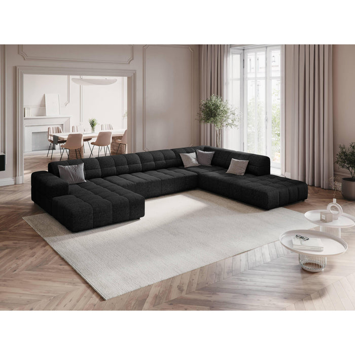 Cosmopolitan Design Chicago U-bank - Hoek Rechts - Chenille - Zwart