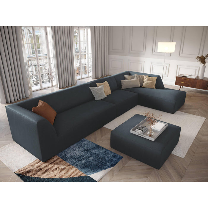 Windsor & Co Sao Hoekbank met Chaise Longue Rechts - 5-zits - Ribstof - Blauw