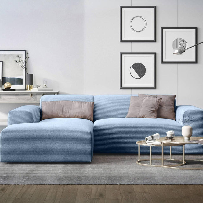 NADUVI Collection Nina Hoekbank Links - Ribstof - Lichtblauw