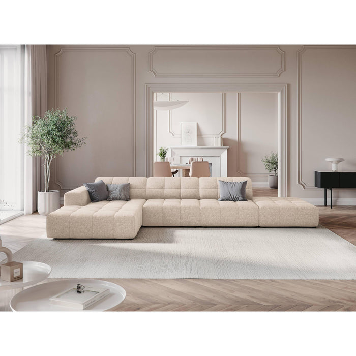 Cosmopolitan Design Chicago Hoekbank met Chaise Longue Links - Rechts Open - Chenille - Lichtbeige