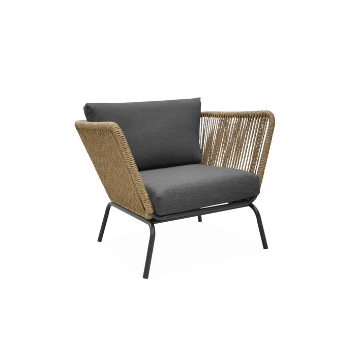 sweeek - Lage tuinmeubelset, rotan effect geweven hars, 4 zitplaatsen