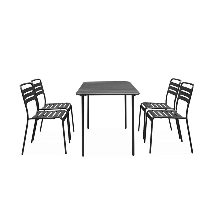 sweeek - Metalen tuintafel, 4 stoelen