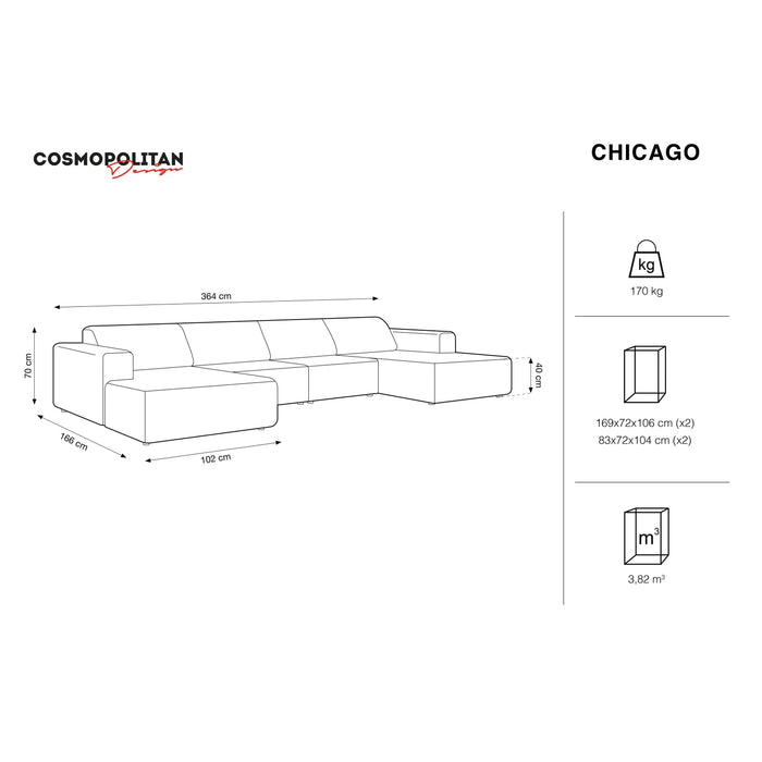 Cosmopolitan Design Chicago U-bank - Velvet - Olijfgroen
