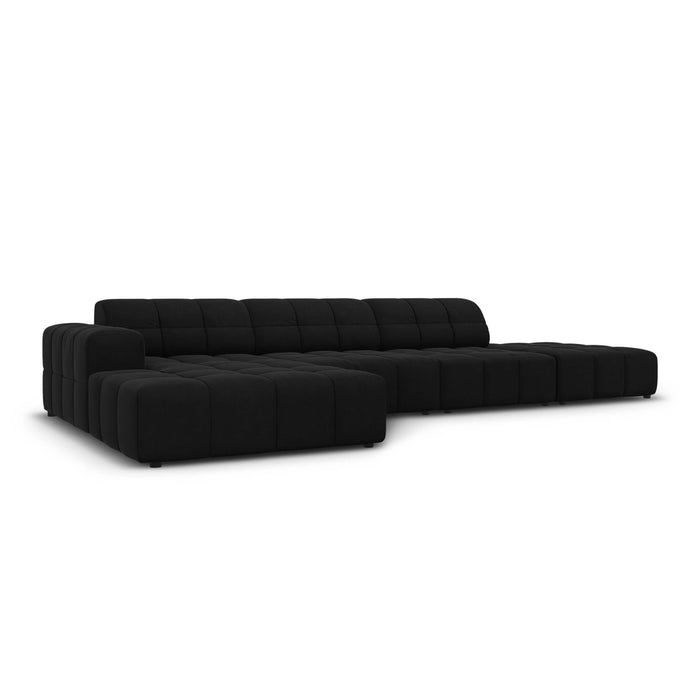 Cosmopolitan Design Chicago Hoekbank met Chaise Longue Links - Rechts Open - Velvet - Zwart