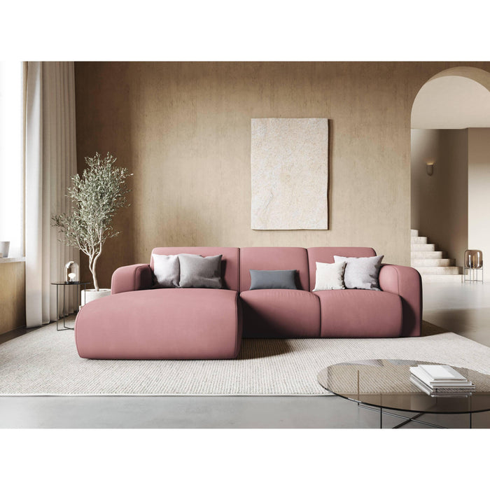 Windsor & Co Lola Hoekbank met Chaise Longue Links - Chenille - Roze