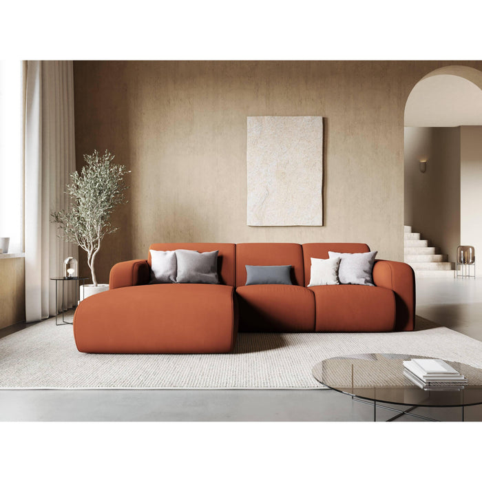 Windsor & Co Lola Hoekbank met Chaise Longue Links - Chenille - Oranje