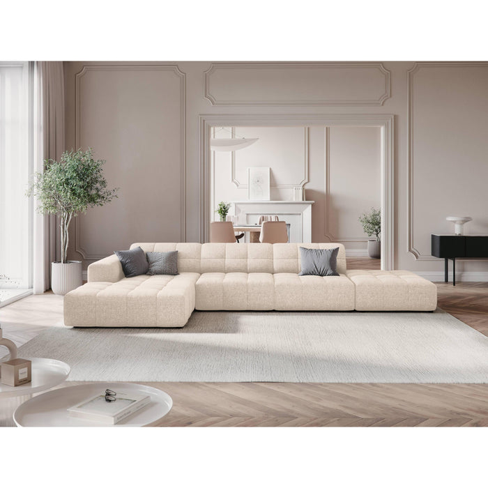 Cosmopolitan Design Chicago Hoekbank met Chaise Longue Links - Rechts Open - Chenille - Crème