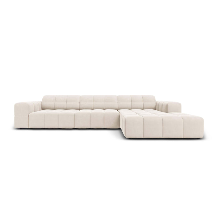 Cosmopolitan Design Chicago Hoekbank met Chaise Longue Rechts - Velvet - Crème